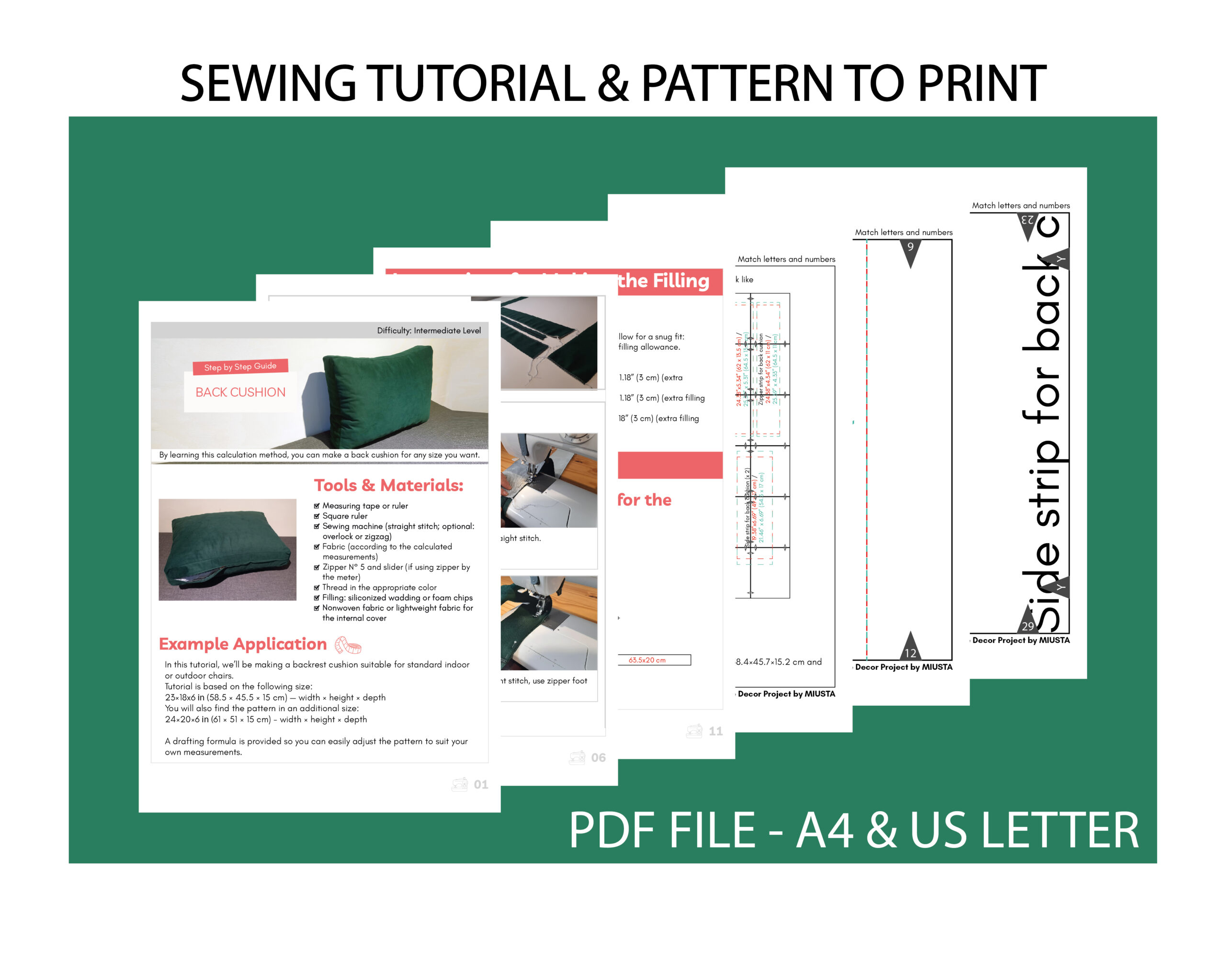 Back cushion printable sewing tutorial
