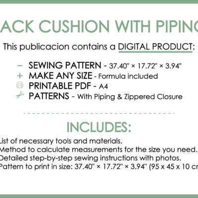 Back Cushion Pattern-04 Back cushion with piping sewing tutorial PDF
