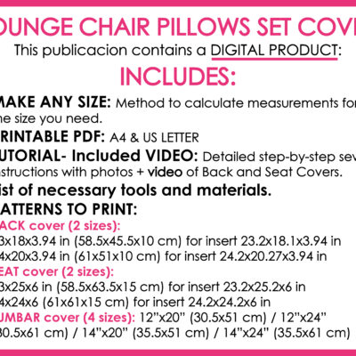 Lounge chair pillows set cover