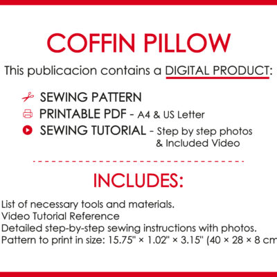 Coffin shaped pillow printable pattern