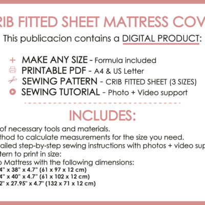 Fitted crib sheet sewing pattern PDF