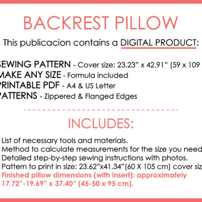 Flanged back cushion printable pattern and tutorial step by step guide