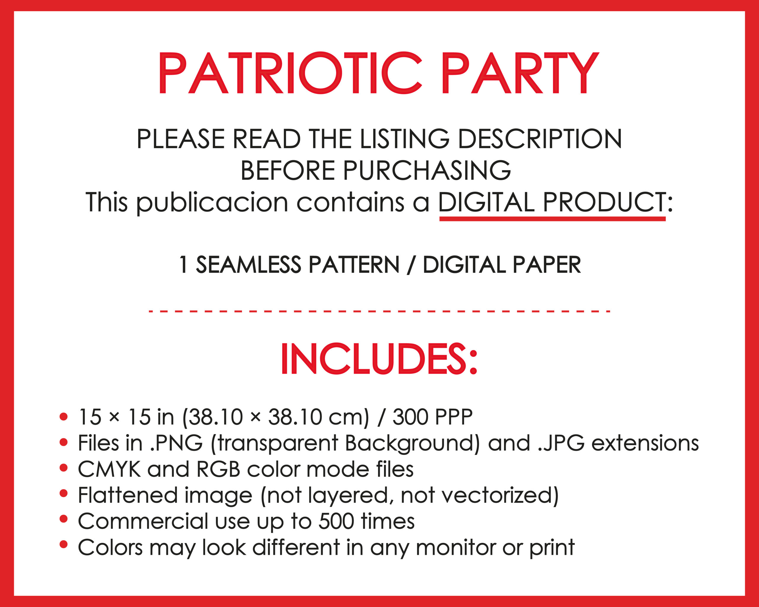 Patriotic party seamless pattern printable