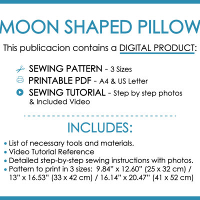 Moon shaped pillow sewing pattern printable