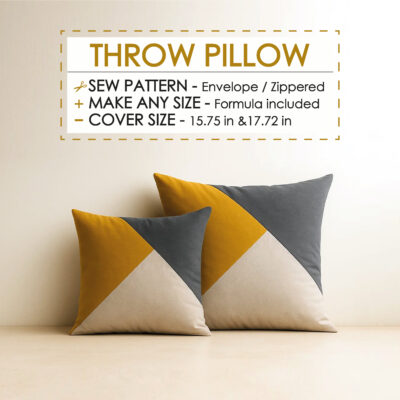 Envelope throw pillow cover sewing pattern PDF easy beginner tutorial