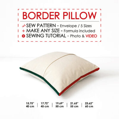 sewing pattern for box edge throw pillow in 5 sizes