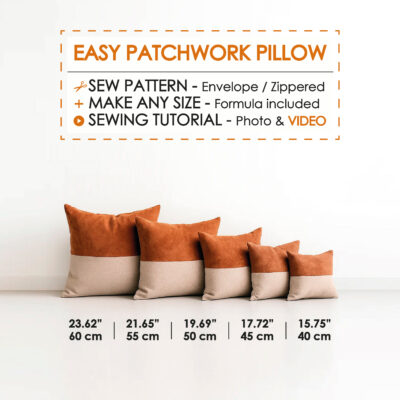 Easy patchwork pillow sewing tutorial Multiple Sizes
