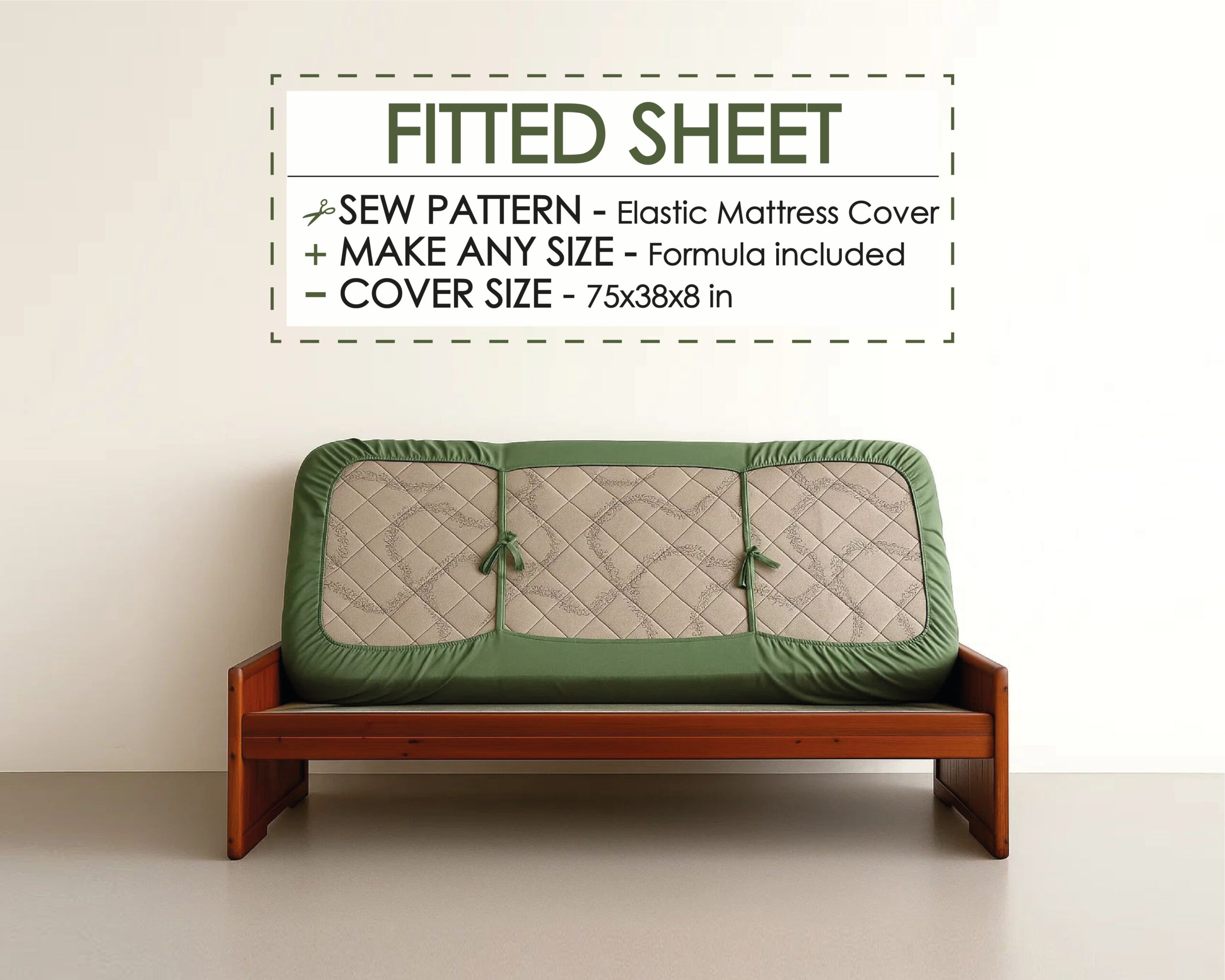 Fitted sheet sewing pattern printable PDF tutorial