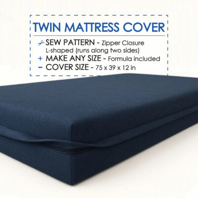 Mattress cover sewing pattern with zipper closure PDF