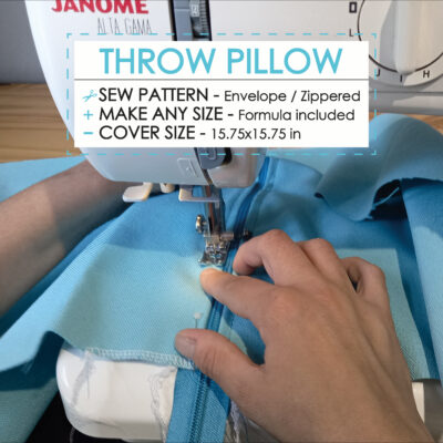 Throw Pillow 40x40 printable sewing pattern with zipper closure