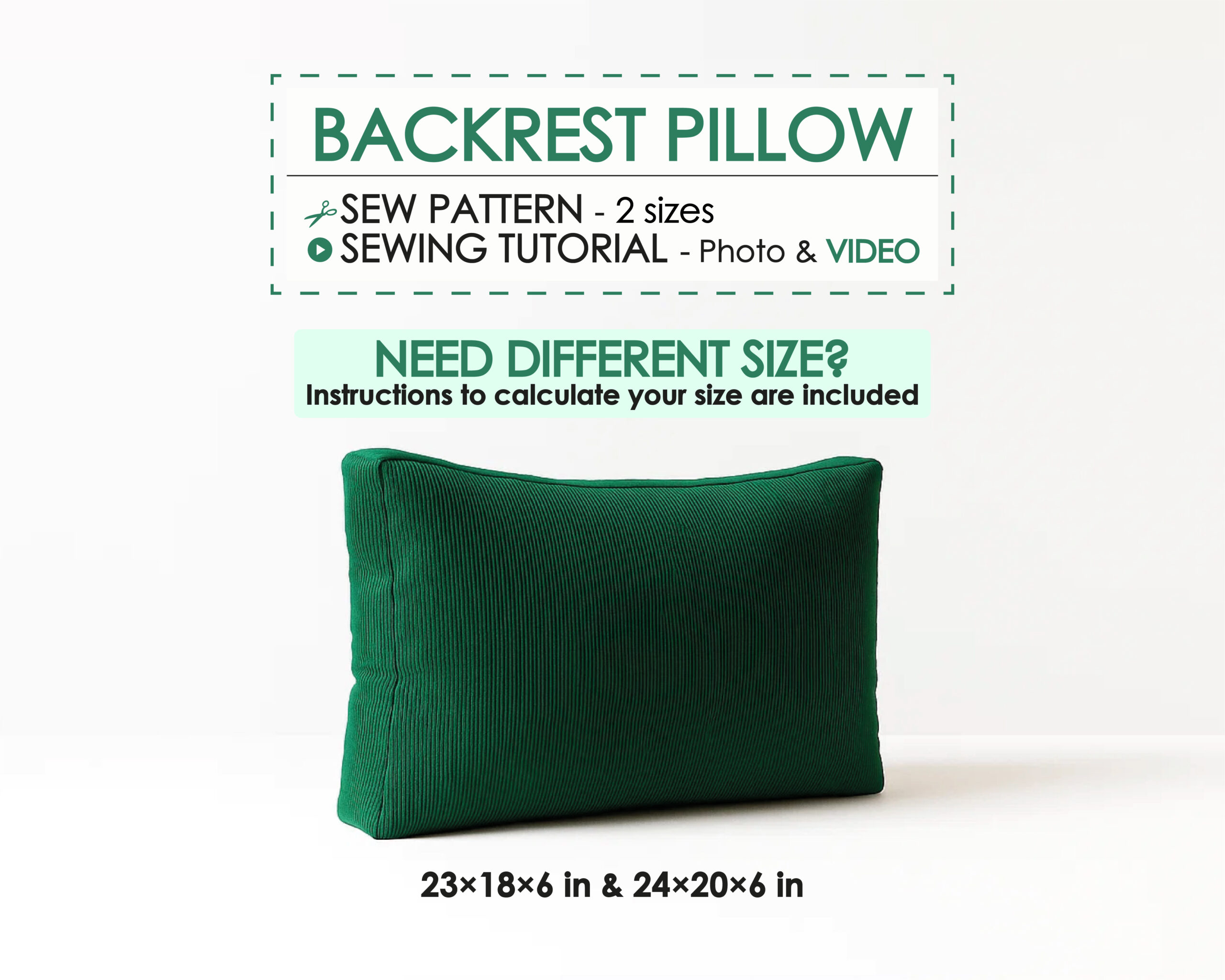 Back cushion sewing pattern PDF