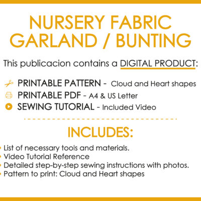 Baby room fabric garland sewing pattern printable PDF