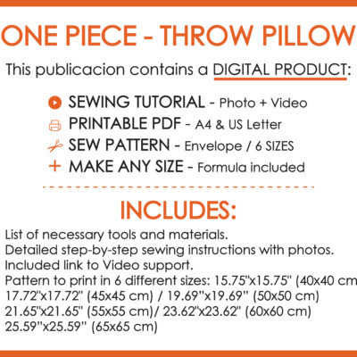 One Piece Pillow Sewing Instructions and pattern to print