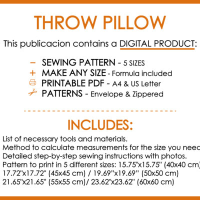 Throw pillow sewing pattern printable PDF