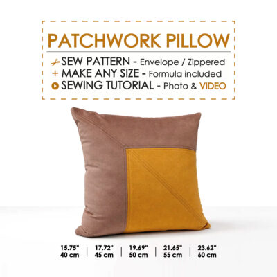 Modern Patchwork throw pillow sewing pattern PDF