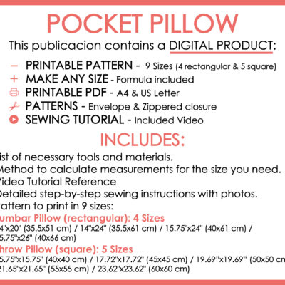 Pocket Pillow Pattern-03 Pocket pillow printable sewing pattern digital download