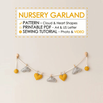 Nursery fabric garland sewing pattern printable PDF tutorial