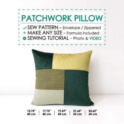 Patchwork pillow sewing pattern digital instant download Multiple Sizes