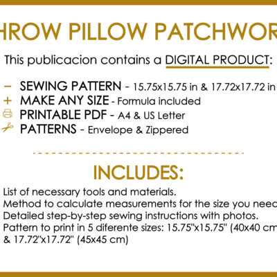Throw pillow sewing pattern PDF includes tutorial and printable instructions
