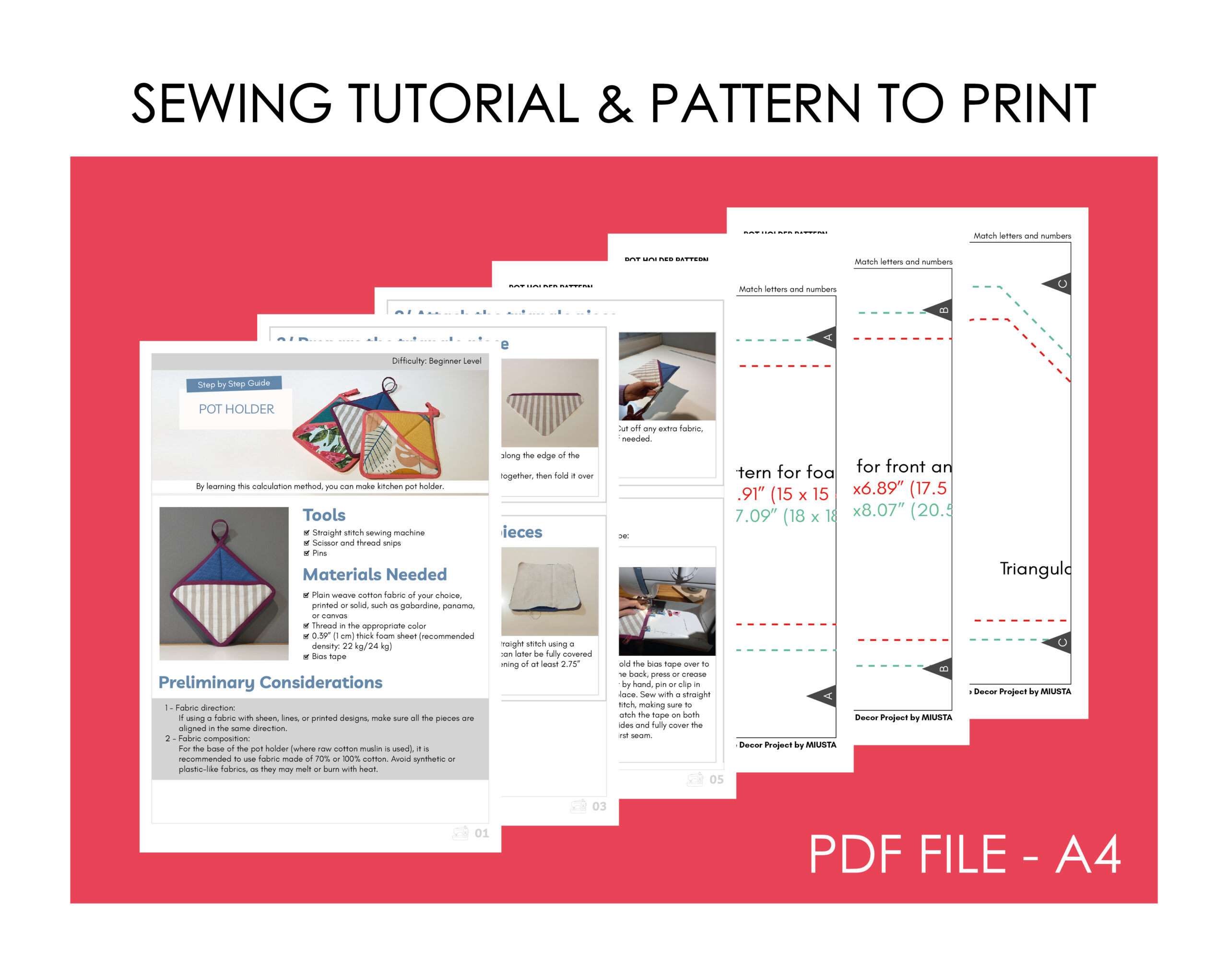 Pot holder sewing tutorial PDF