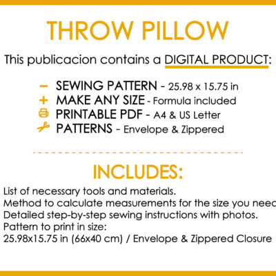 Portadas Deco Queen Cierre-07 Twin lumbar pillow PDF sewing pattern printable download