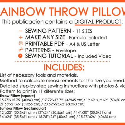 Portadas Deco Rainbow Color-02 Rainbow decorative scrap project pillow sewing pattern printable PDF