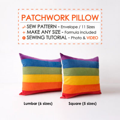 Patchwork pillow sewing pattern colorful cushion