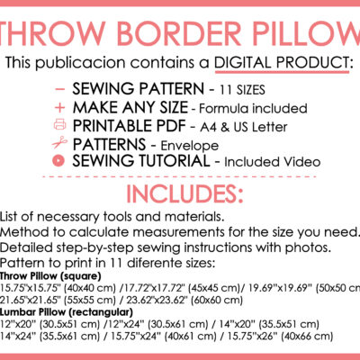 Decorative Cushion Cover Pattern to print and Sewing Instructions