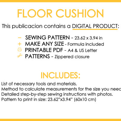 Floor Cushion Cover Sewing Pattern to print and Instructions