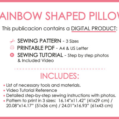 Rainbow shaped pillow sewing tutorial and pattern Printable PDF Instant Download