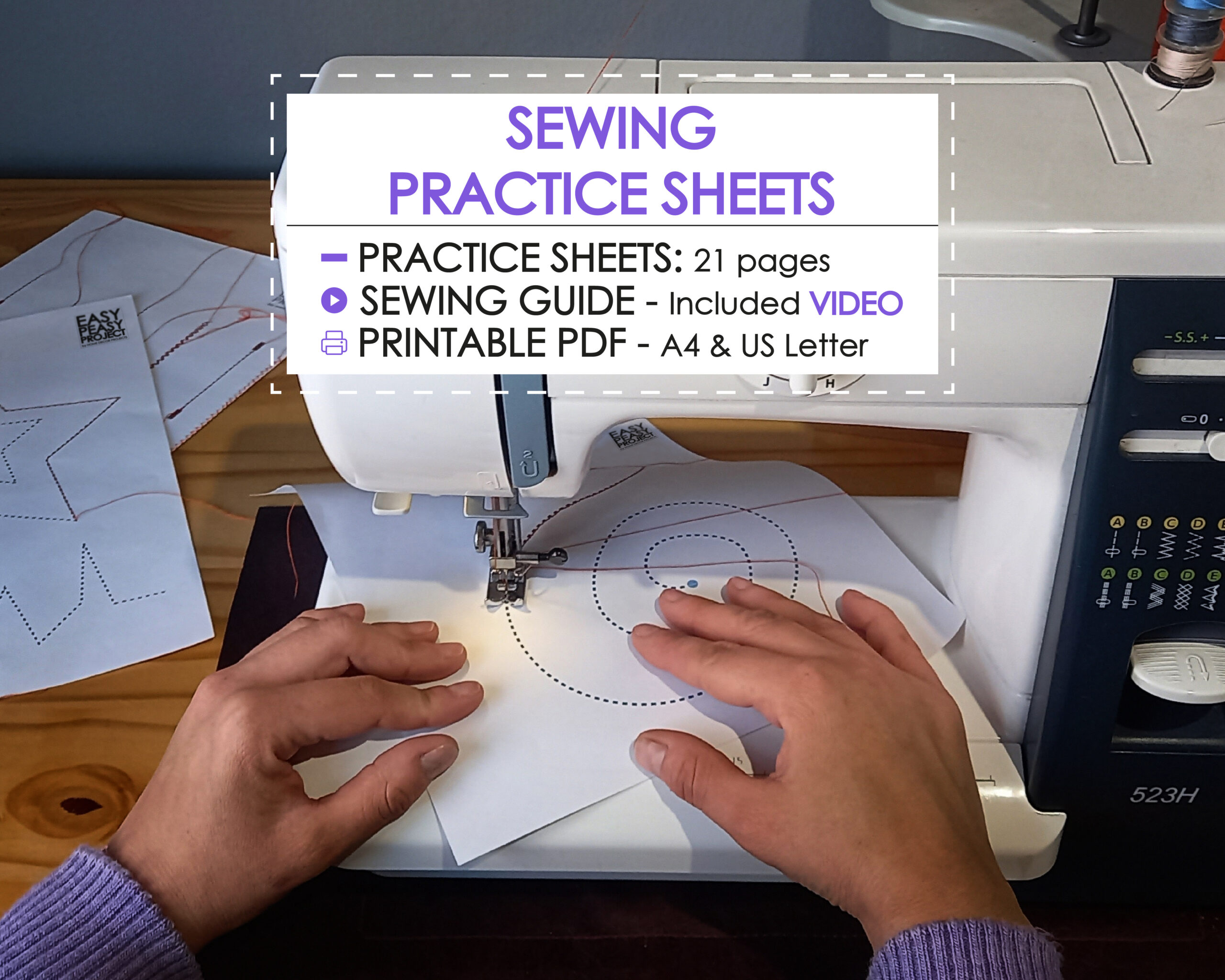 Sewing Practice Sheets PDF Instant Download