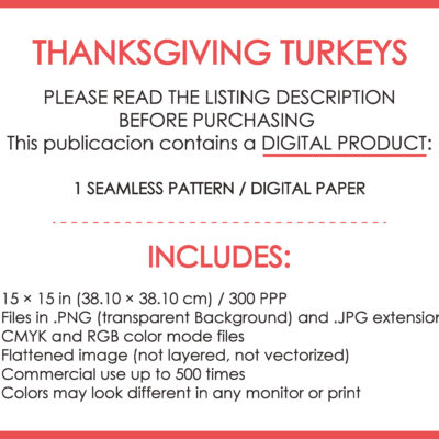 Thanksgiving turkey seamless pattern printable