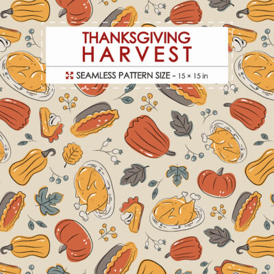 Thanksgiving harvest printable seamless pattern