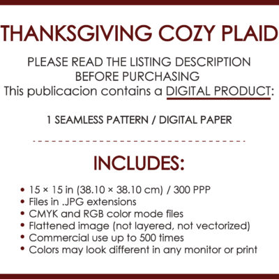 Thanksgiving plaid seamless pattern printable