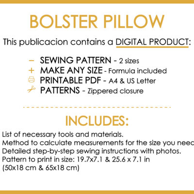 Bolster pillow sewing tutorial digital download