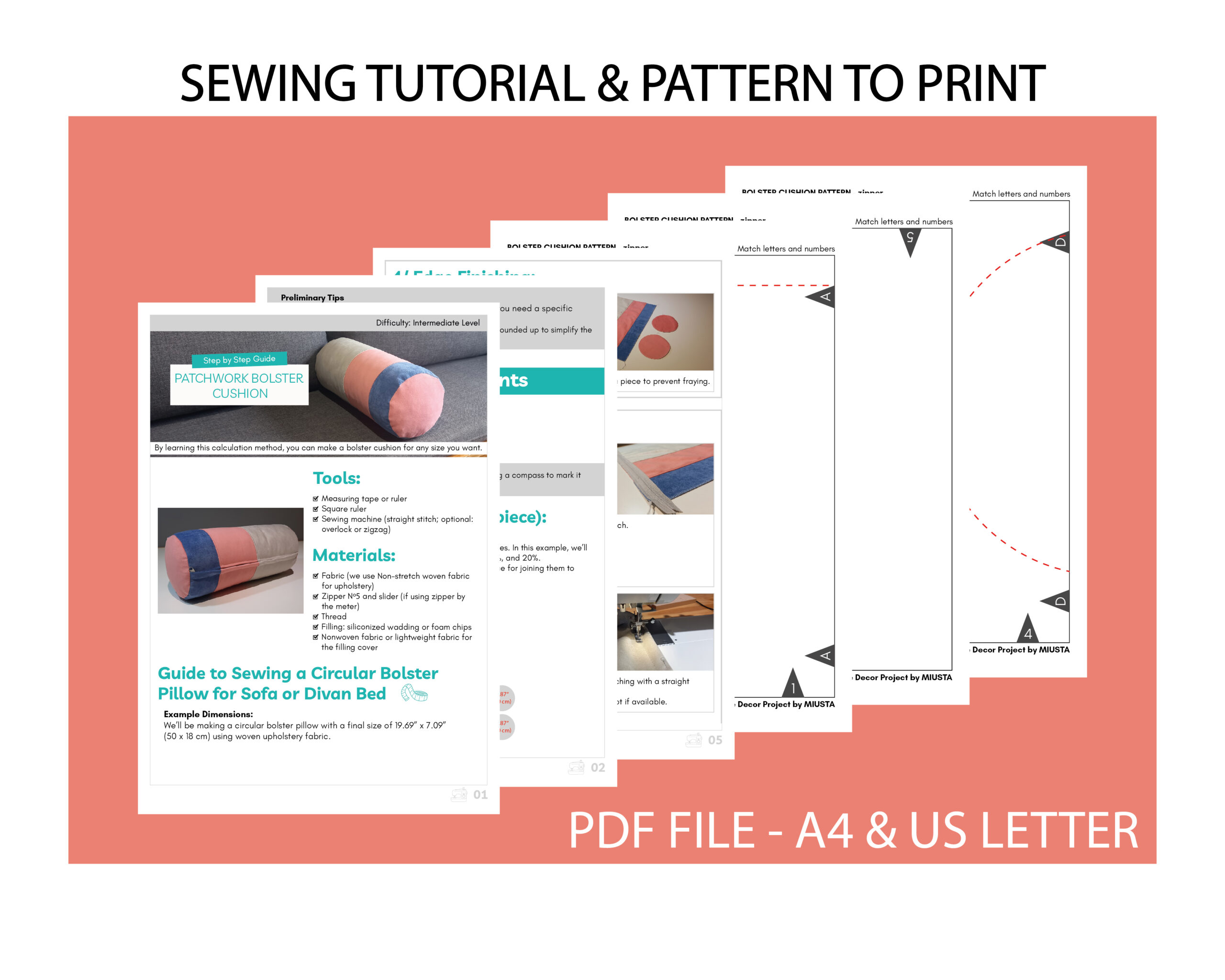 How to sew a bolster pillow cover