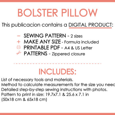 Bolster pillow sewing pattern PDF tutorial