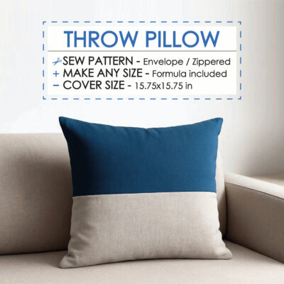 Sew Pattern Throw Pillow 16x16 inches